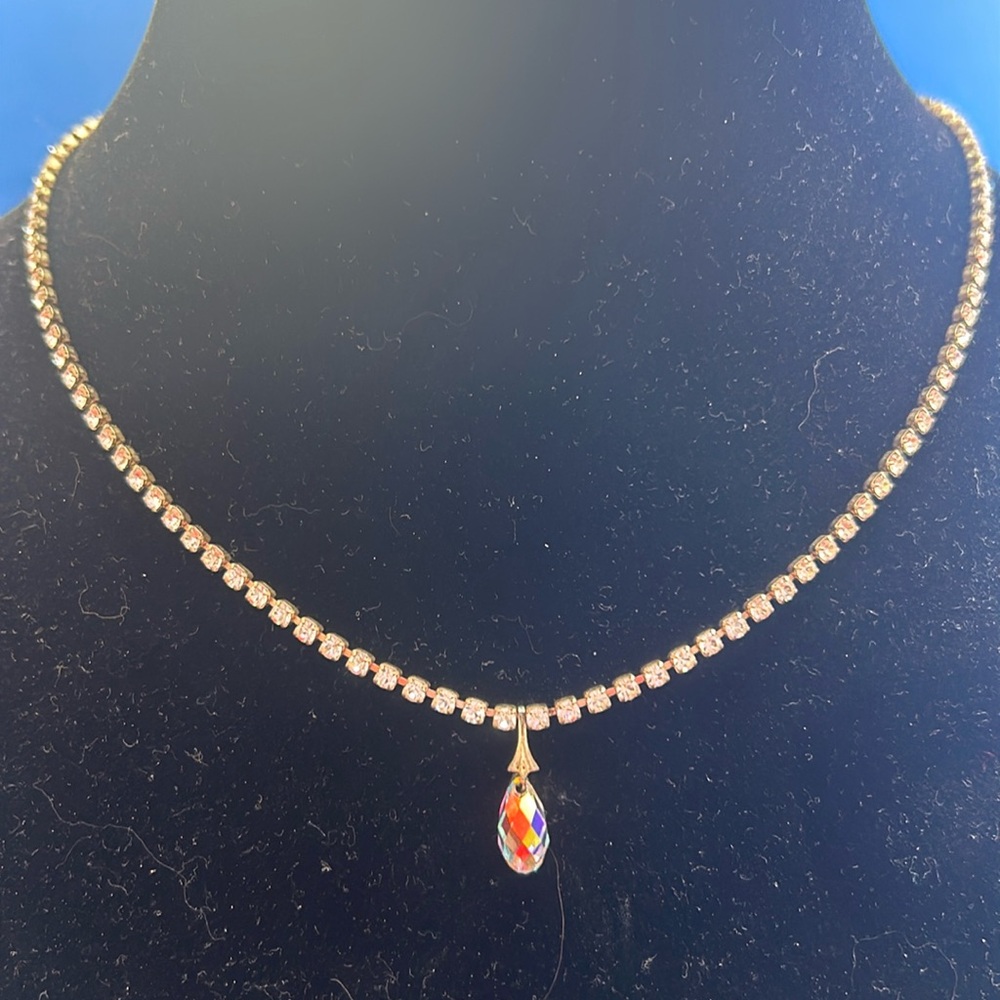 Handmade Swarovski Crystal and Rhinestone Necklace Earring Set - Picture 1 of 5